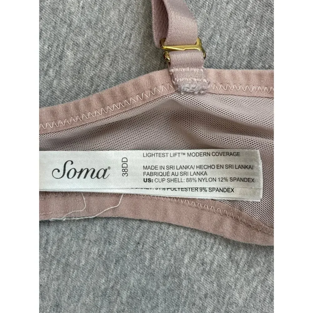 Soma Bra Womens 38DD Floral Stretch Padded Adjustable Straps Underwire